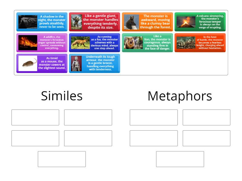 Similes and metaphors - Group sort
