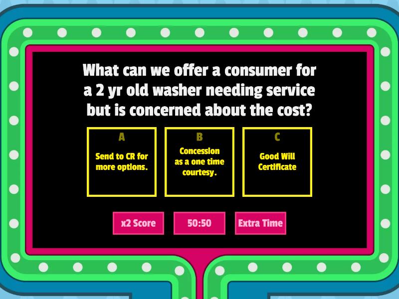 Concessions Gameshow quiz