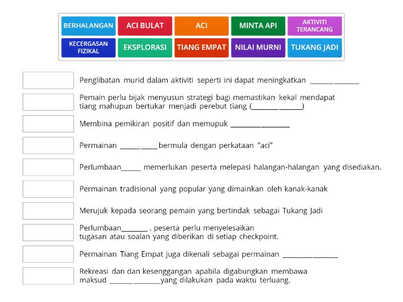 Pjk Tingkatan 4 Geo Unit 5 Rekreasi And Kesenggangan Match Up