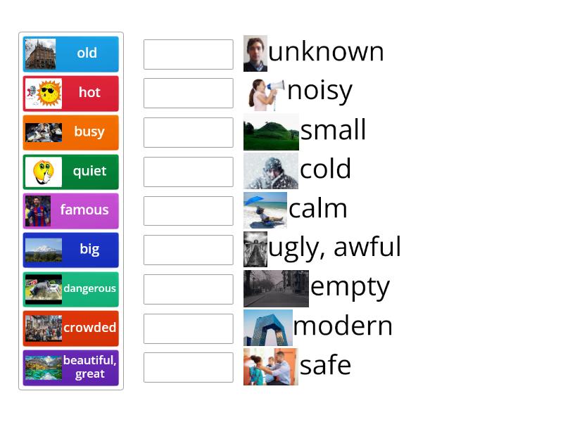 Opposites: Adjectives - Elementary Purple A - Match up