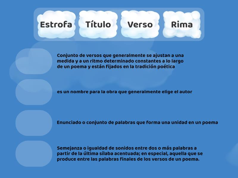 partes del poema - Match up