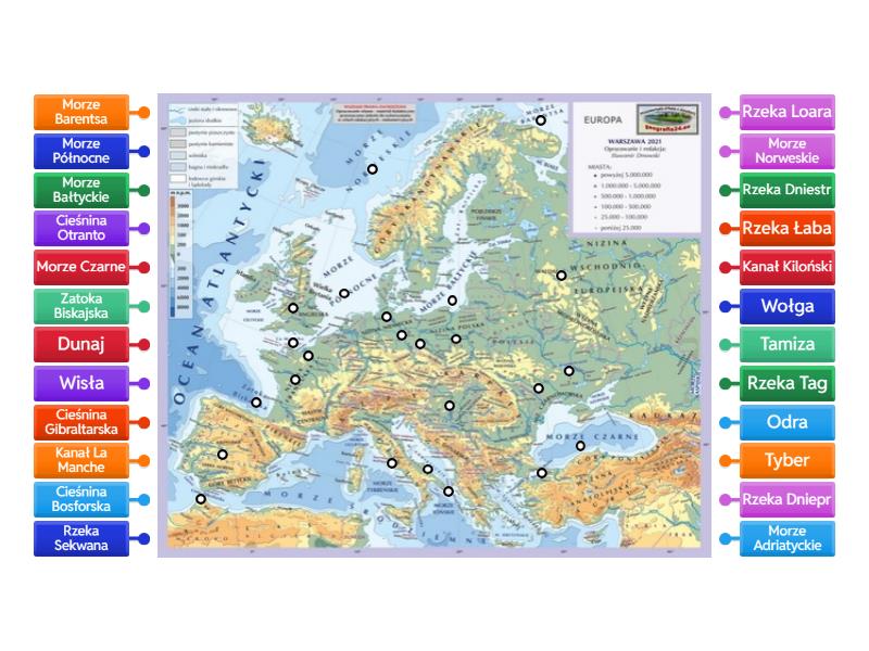 Mapa fizyczna Europy 3 - Rysunek z opisami