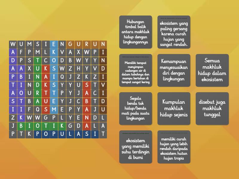 EKOSISTEM KELAS 5 SD - Wordsearch