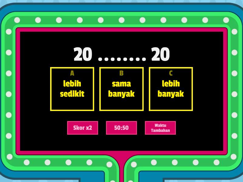 Quizz Matematika Membandingkan Bilangan Kelas 1SD - Gameshow Quiz