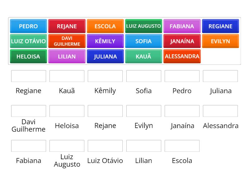 Relacionar letra maiúscula e minúscula nomes - Match up