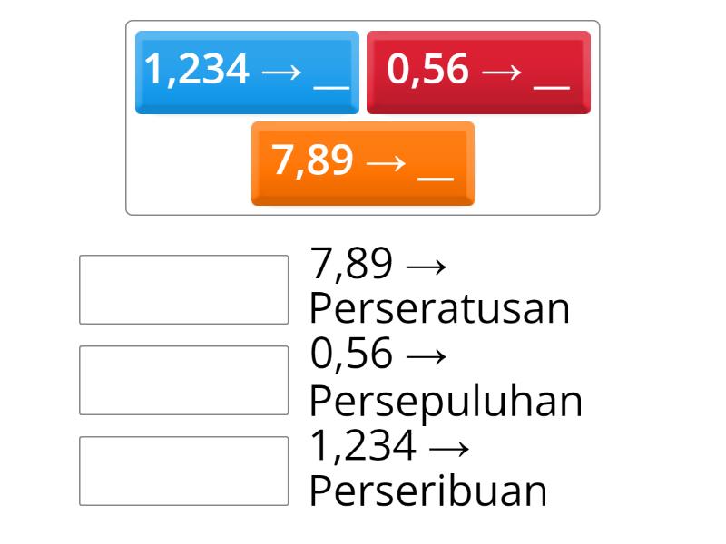Cocokkan bilangan desimal dengan nilai tempat yang tepat: - Match up