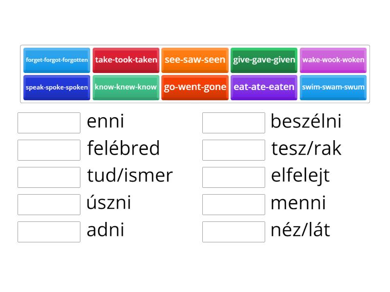 Irregular Verbs --> Ige (repeat) - Match Up