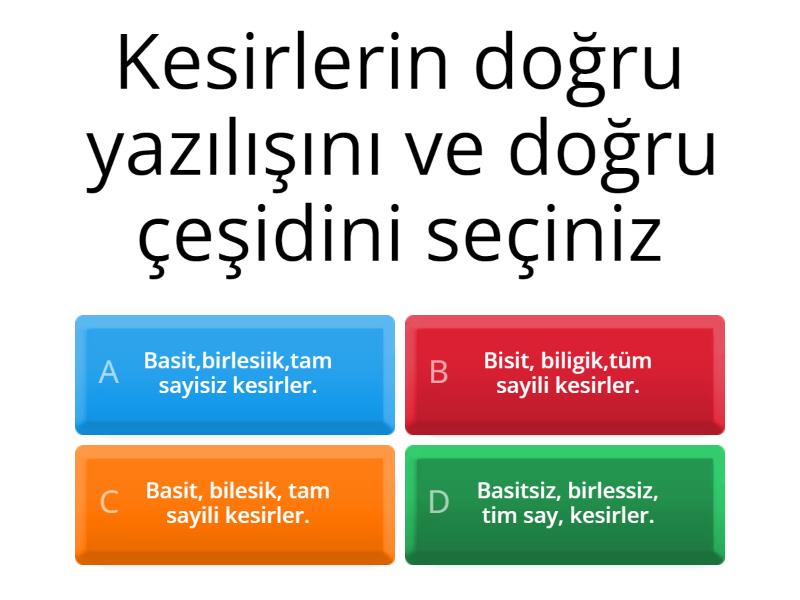 KESİRLER - Quiz