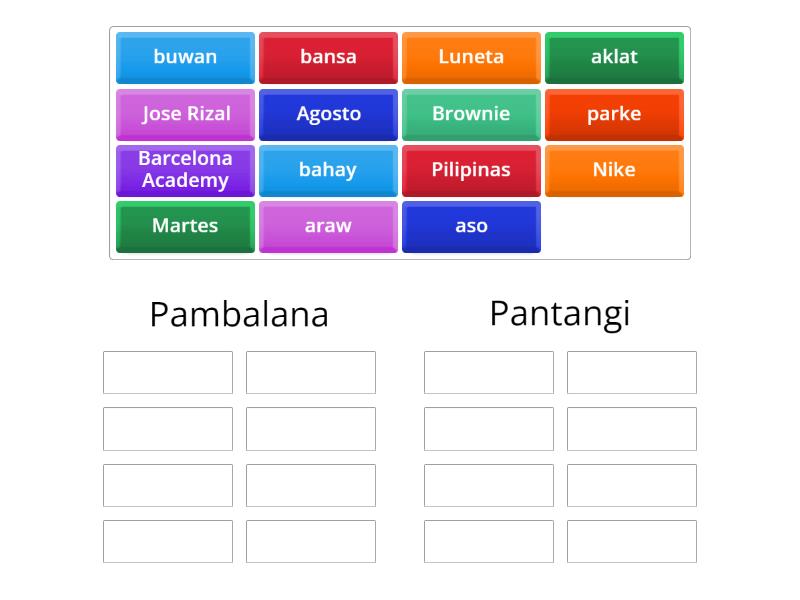 Pangngalan (Pantangi at Pambalana) - Group sort