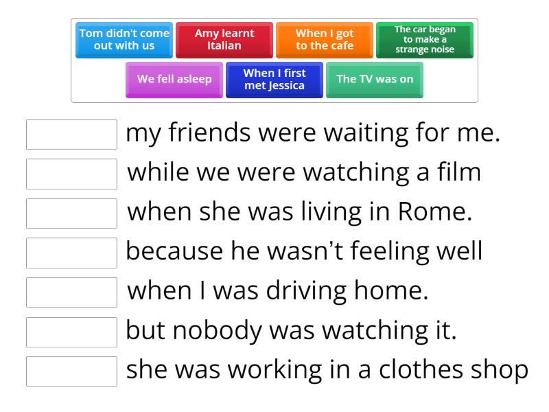 past continuous / simple - Match up