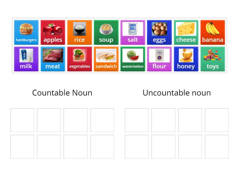 Countable and Uncountable noun - Group sort