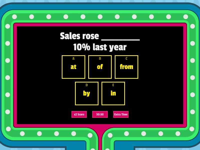 Prepositions used in graphs - Test - Gameshow quiz