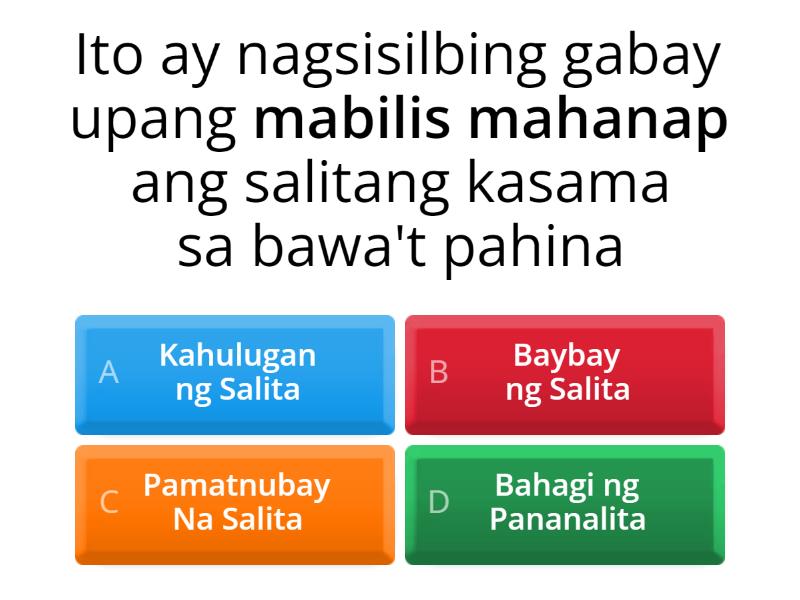 FILIPINO - BAHAGI NG DIKSYONARYO / MAGKASINGKAHULUGAN AT MAGKASALUNGAT ...