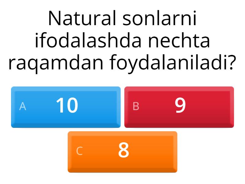 3 sinf matematika fanidan test