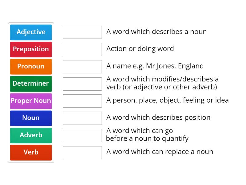 Word classes - Match up