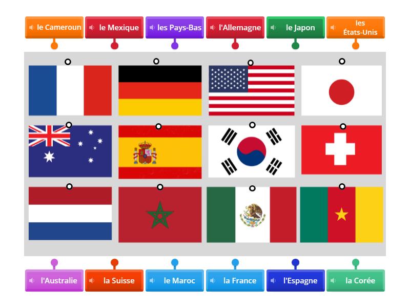 Les pays et leur drapeau - Labelled diagram