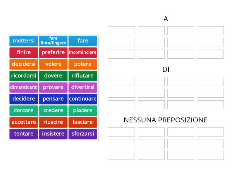 Verbi servili e fraseologici - Group sort