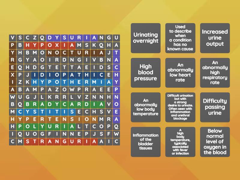 Week 76 Medical terminology Wordsearch