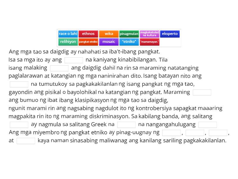 Panuto Punan Ang Patlang Ng Mga Salitang Nawawala Upang Mabuo Ang Sanaysay Complete The Sentence