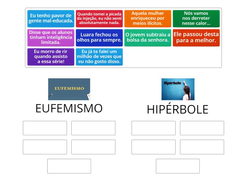 Eufemismo e Hipérbole - Classificação em grupos