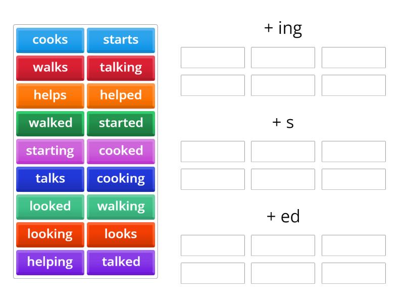 Inflected Endings (-s -ed and -ing) - Group sort