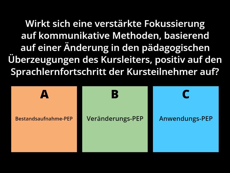 Zu welcher Art von PEP passt diese Frage???? - Cuestionario