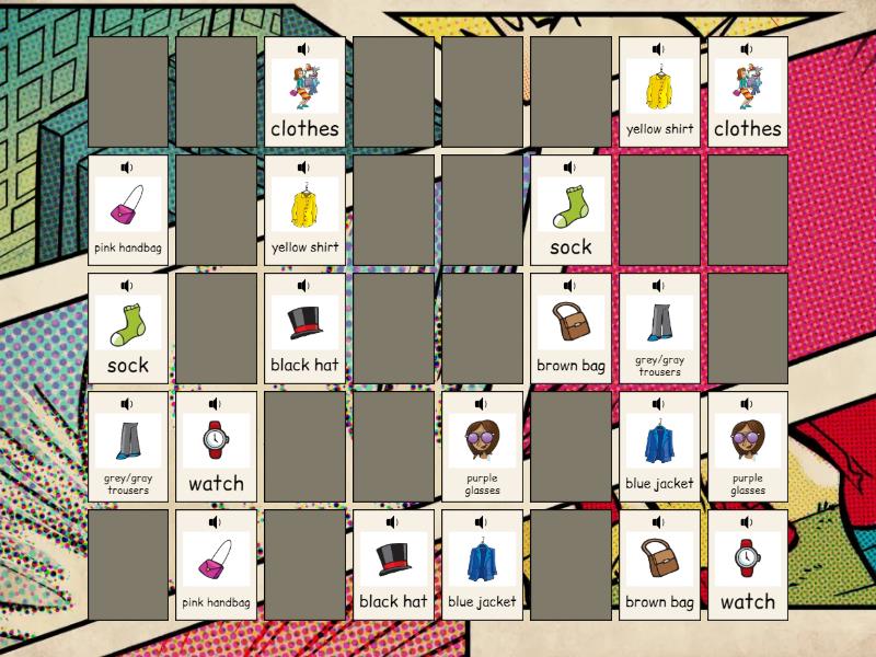 Yle Movers Vocabulary Clothes Pairs Matching Pairs