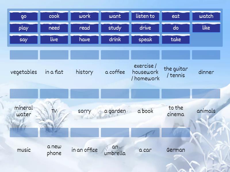 English File A1 verb phrases 1 - Match up