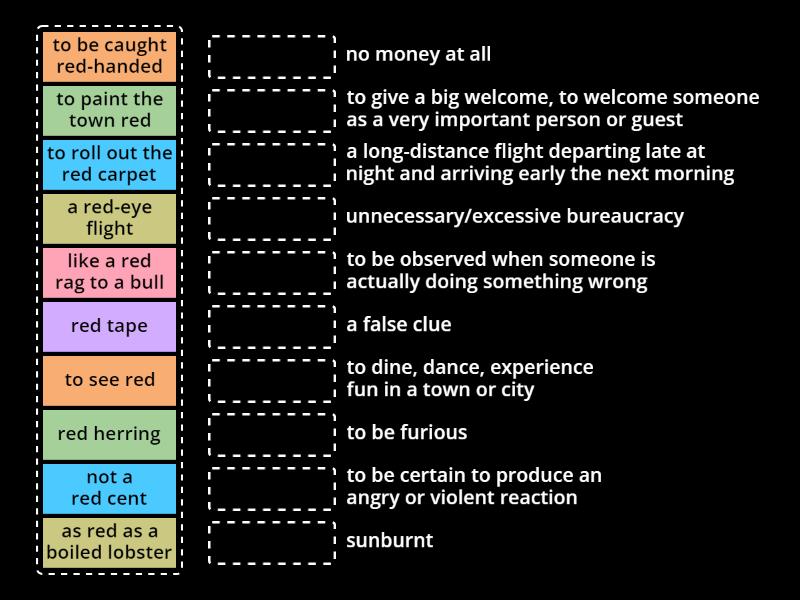 C1 Colour idioms - Red - Eng/Eng - Match up