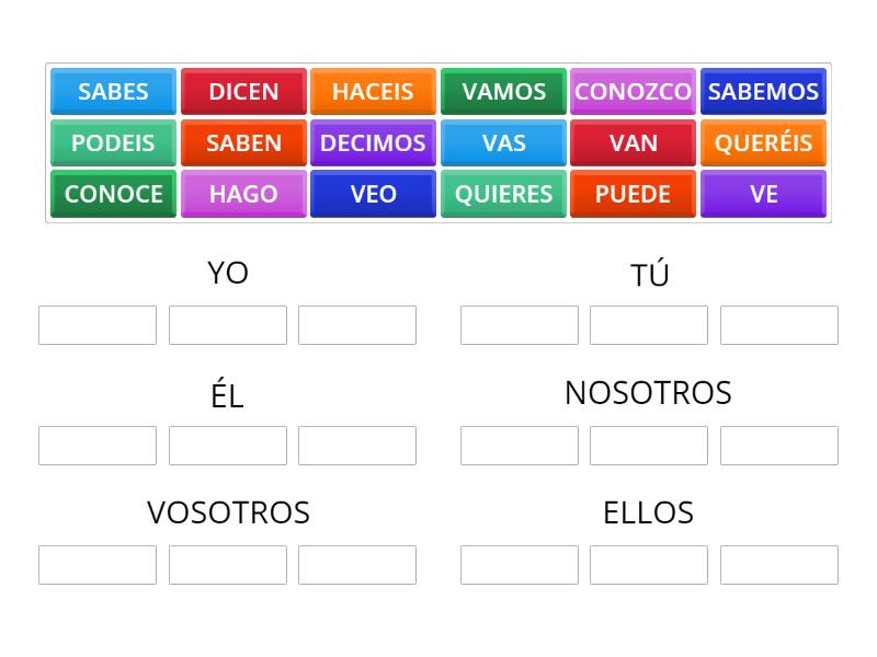 RELACIONA VERBO CON LA PERSONA - Group sort