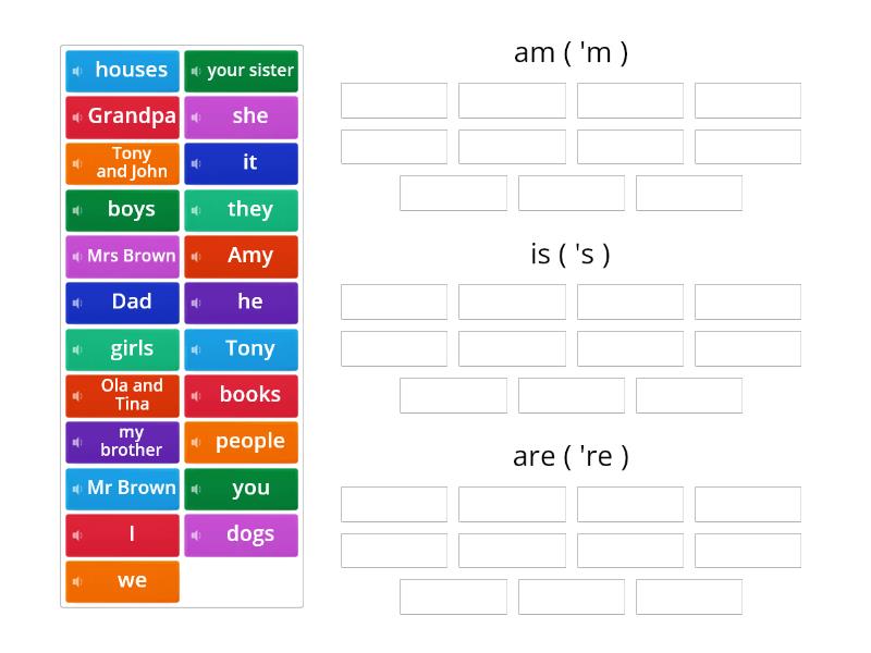 Verb BE (Czasownik BYĆ) - Group sort