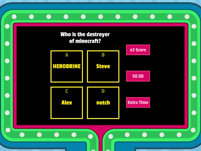 Minecraft quiz time gameshow quiz