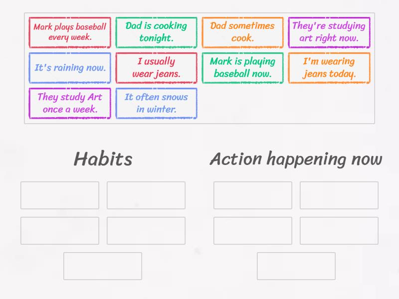 Put the words into the correct categories - Group sort