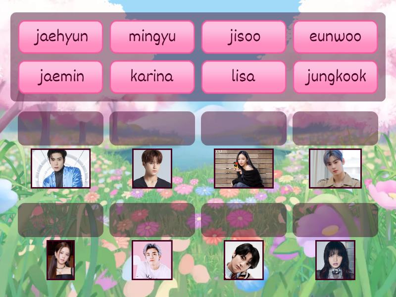 cocokkan nama yang sesuai dengan gambar idol kpop berikut! - Match up