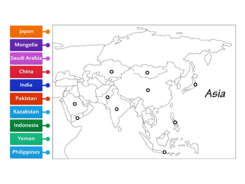 Blank Map of Asia - Labelled diagram