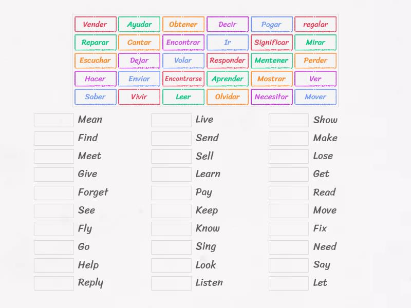ENGLISH VERBS 2 - Match up