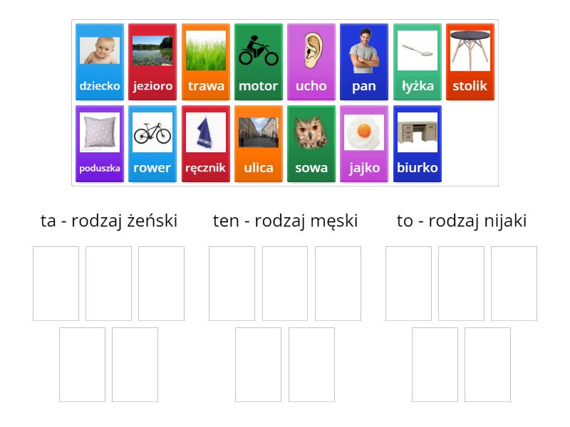 Rodzaje rzeczownika - Group sort