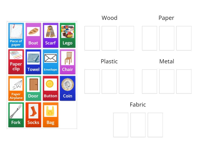 Material Sorting activity Group sort