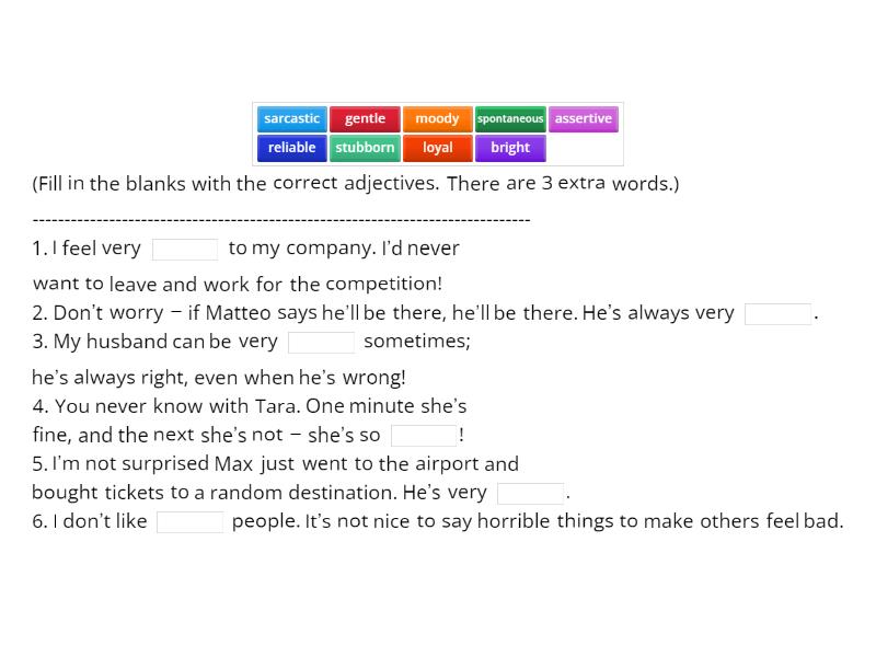 Unit 1-3 Revision - Missing Word