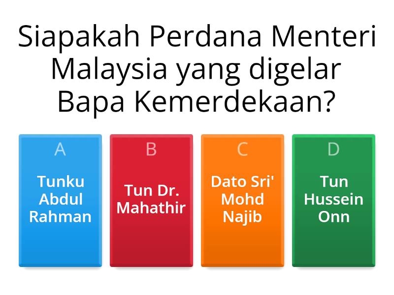 Perdana Menteri Malaysia - Quiz