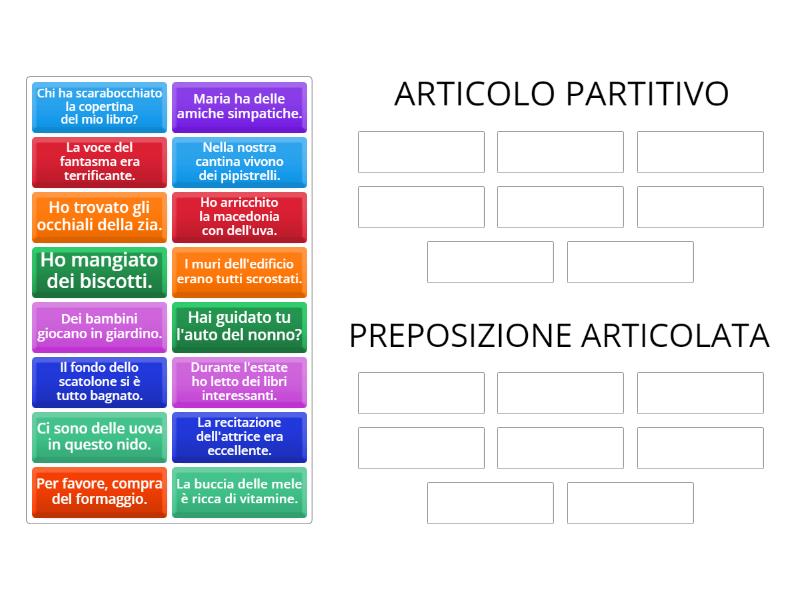 ARTICOLO PARTITIVO O PREPOSIZIONE ARTICOLATA? - Organizza per gruppo