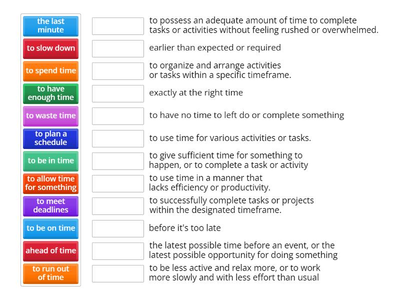 Pre-intermediate_Managing time - Match up