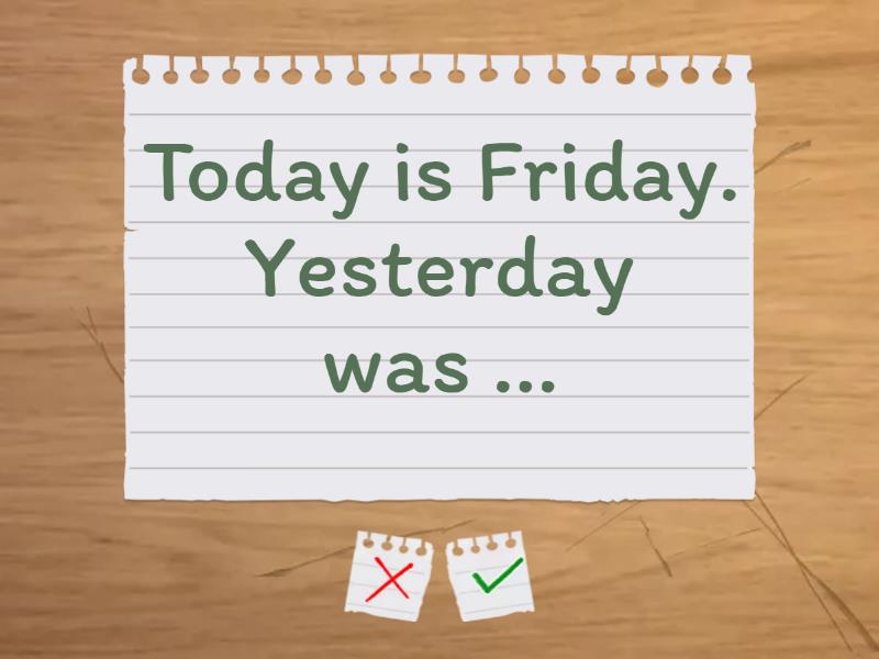 Days of the week flash cards