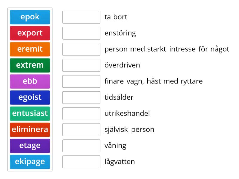 Ordkunskap E - Match Up