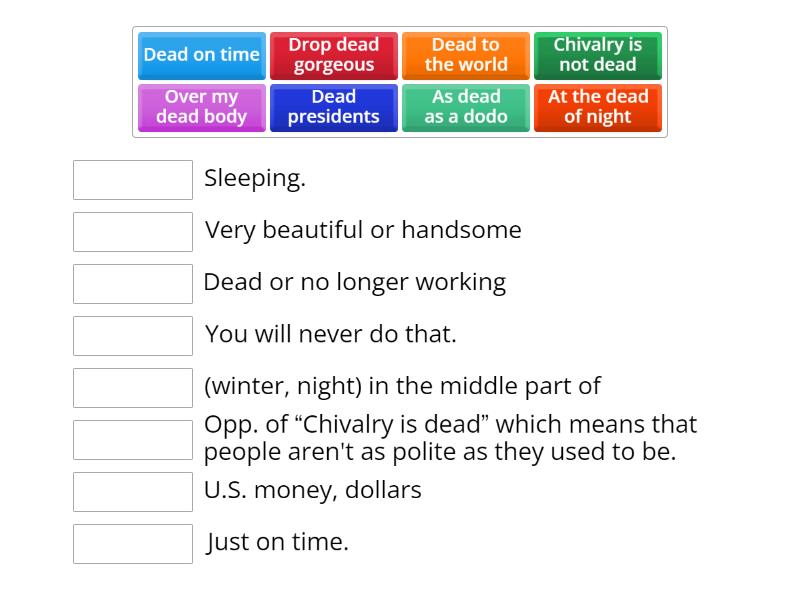 Dead Idioms. Zombie. A2-B1 easier - Match up