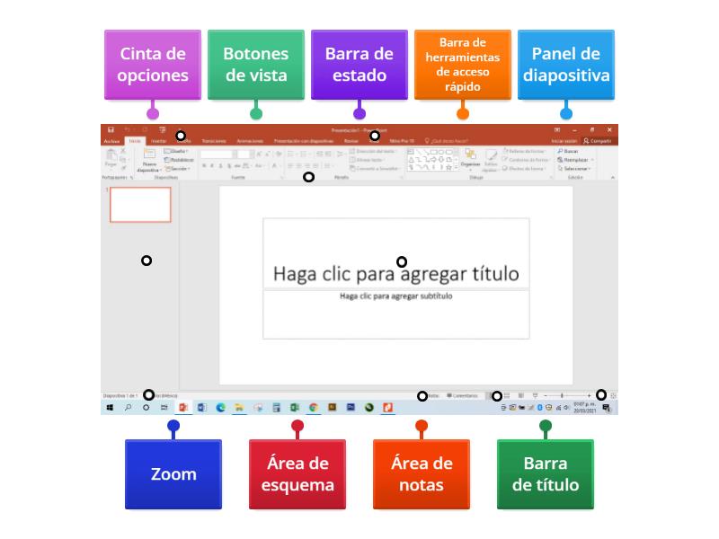 Elementos de la ventana de PowerPoint - Labelled diagram