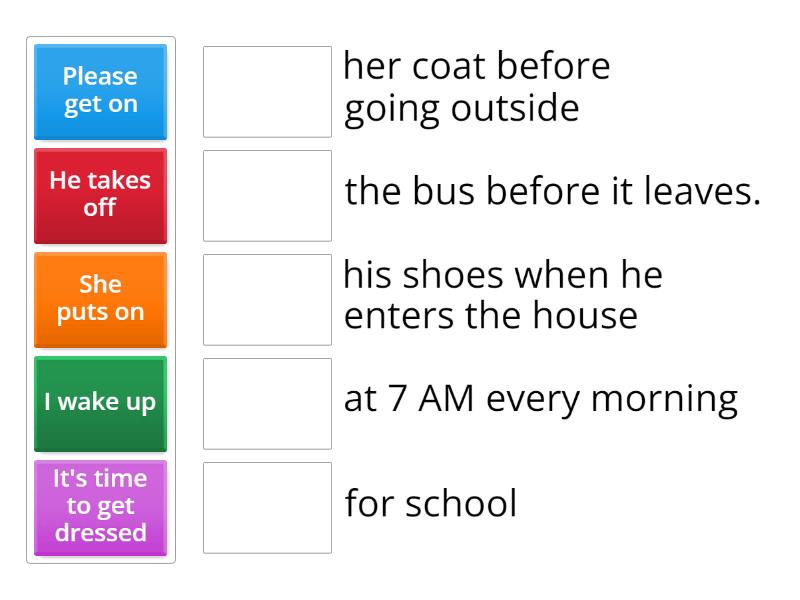 Daily routine verbs - About English - Match up