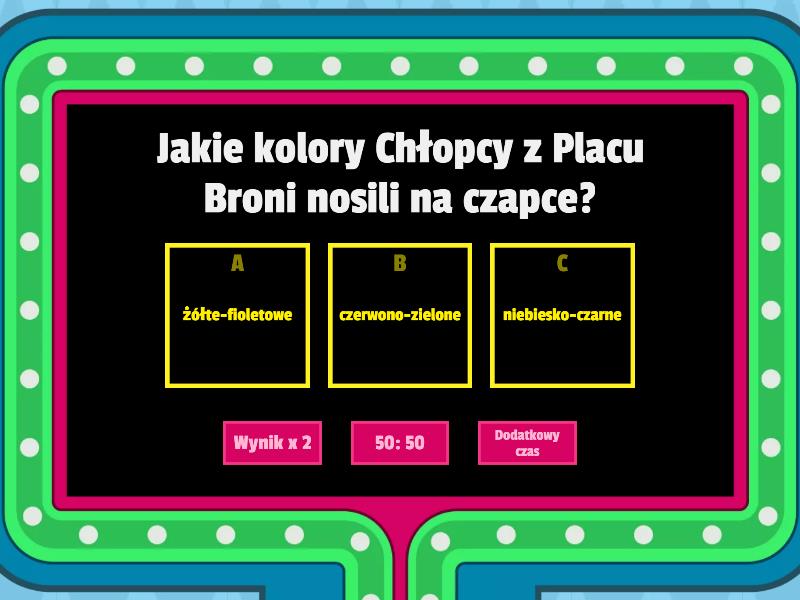 Quiz O Lekturze Chłopcy Z Placu Broni Chłopcy z Placu Broni- quiz - Teleturniej