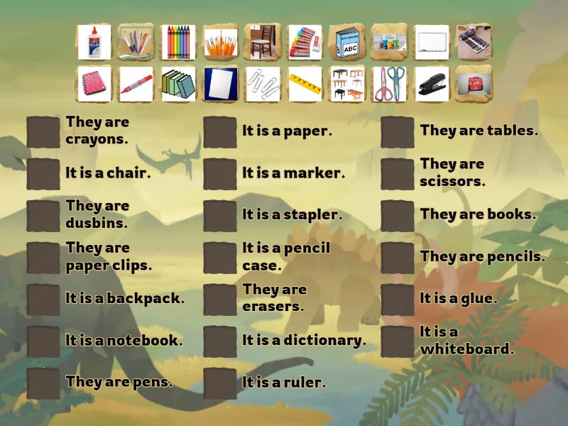 SCHOOL OBJECTS PART 2 - Match up