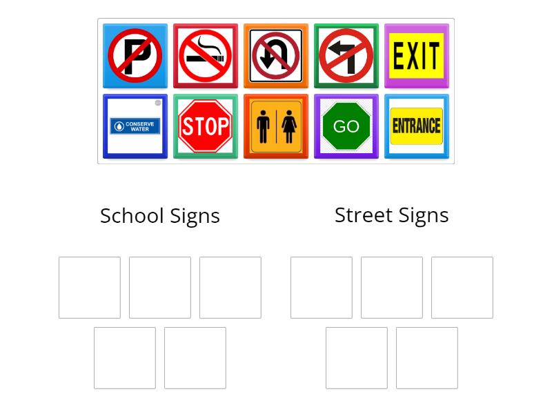 Street Signs and School Signs - Group sort